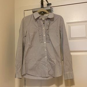 BANANA REPUBLIC Stripe Ruffle Button Down